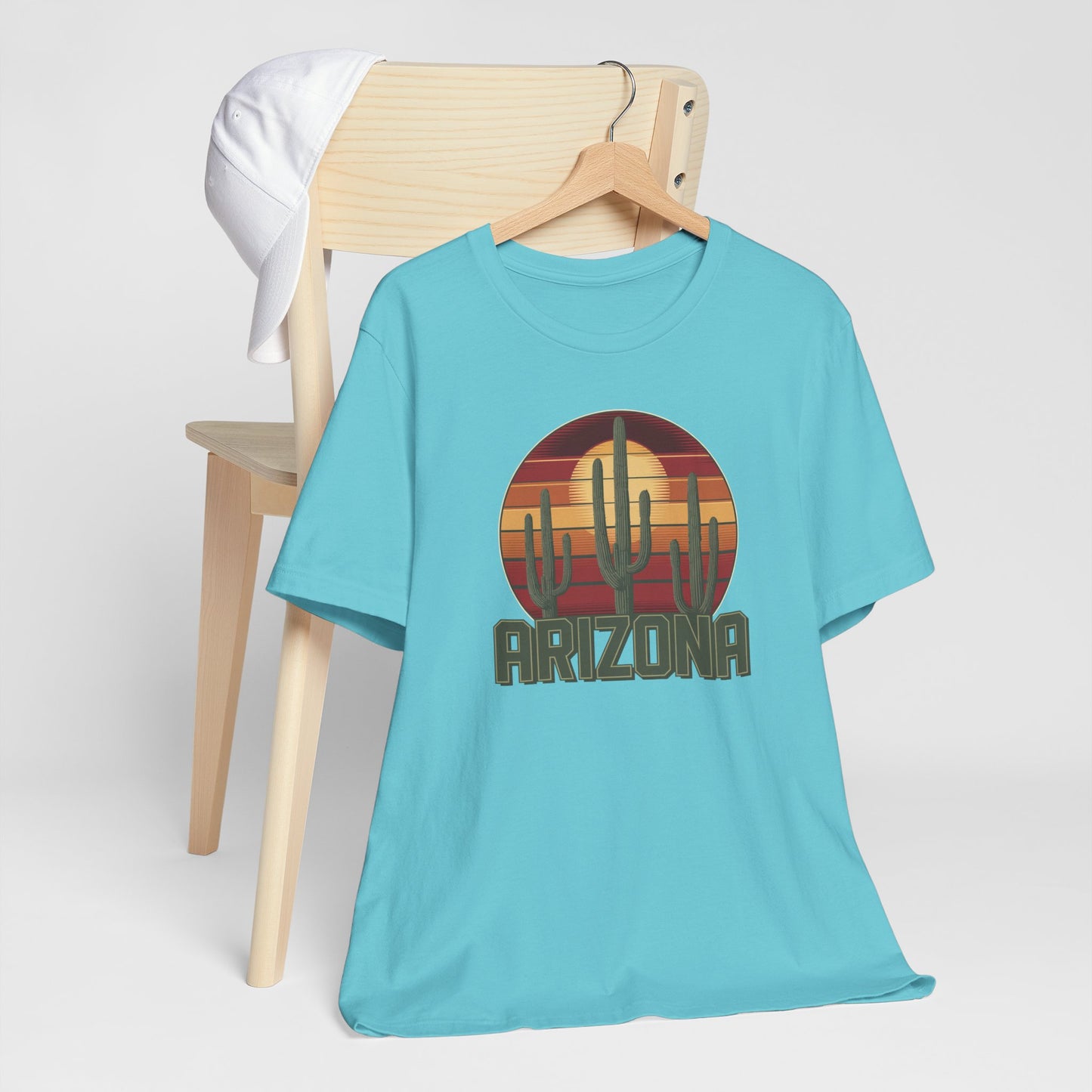 Arizona Desert Three Saguaro Cactus at Sunset Graphic Tee for Nature Lovers, Boho Summer Shirt, Gift for Adventurers, Vacation Wear, Casual Outfit