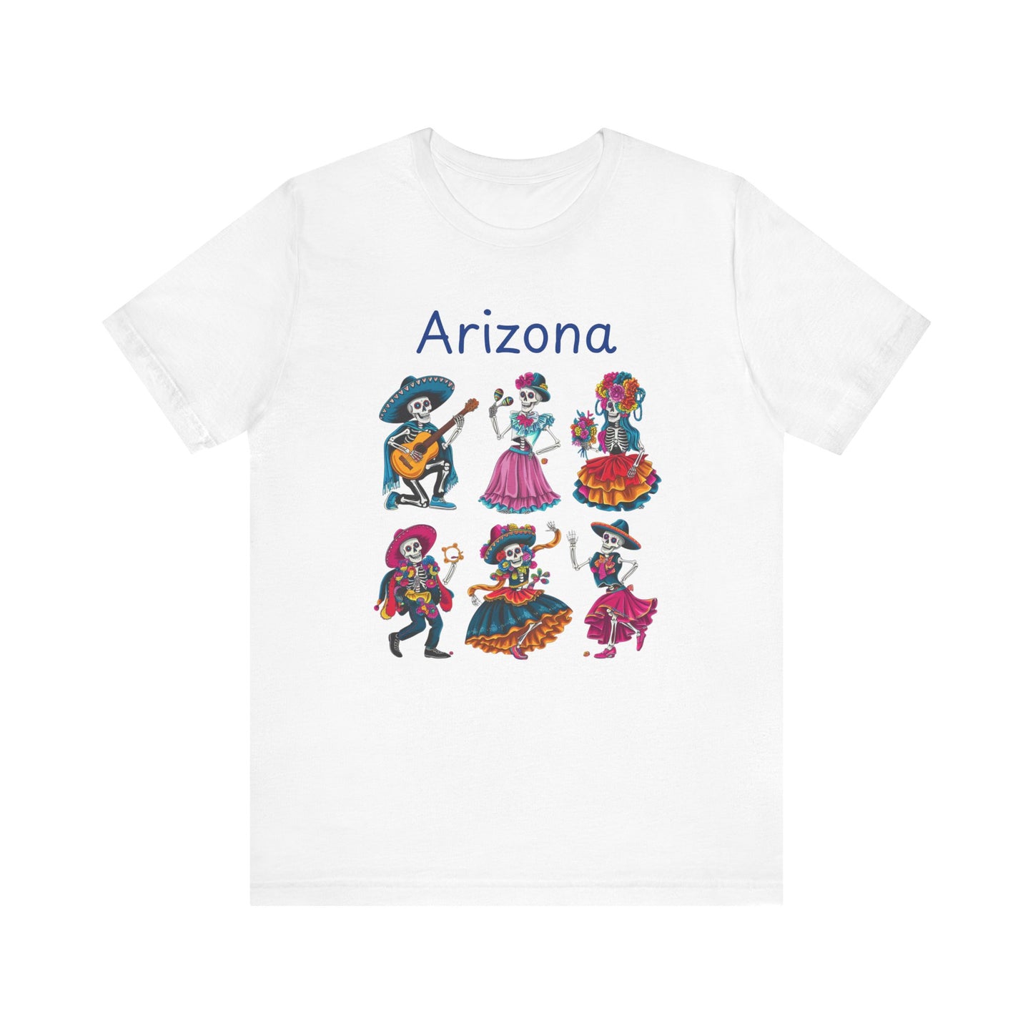 Day of the Dead Inspired Tee, Arizona Theme T-Shirt, Unisex Graphic Tee, Halloween Style Top, Mexican  Festival Wear