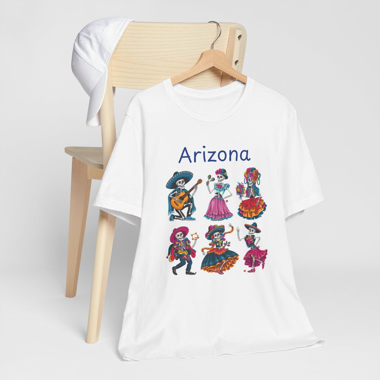 Day of the Dead Inspired Tee, Arizona Theme T-Shirt, Unisex Graphic Tee, Halloween Style Top, Mexican  Festival Wear