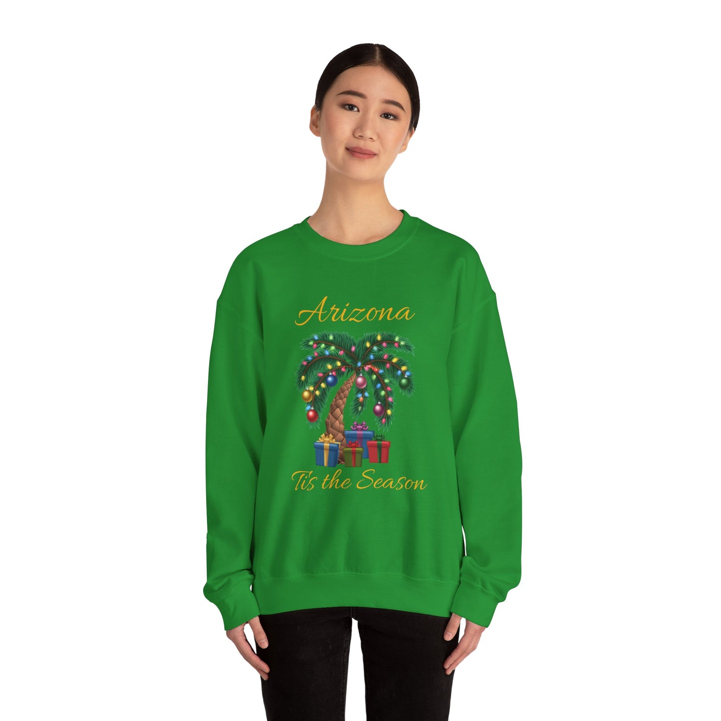 Arizona Christmas Palm Sweatshirt — "Tis the Season" with Presents