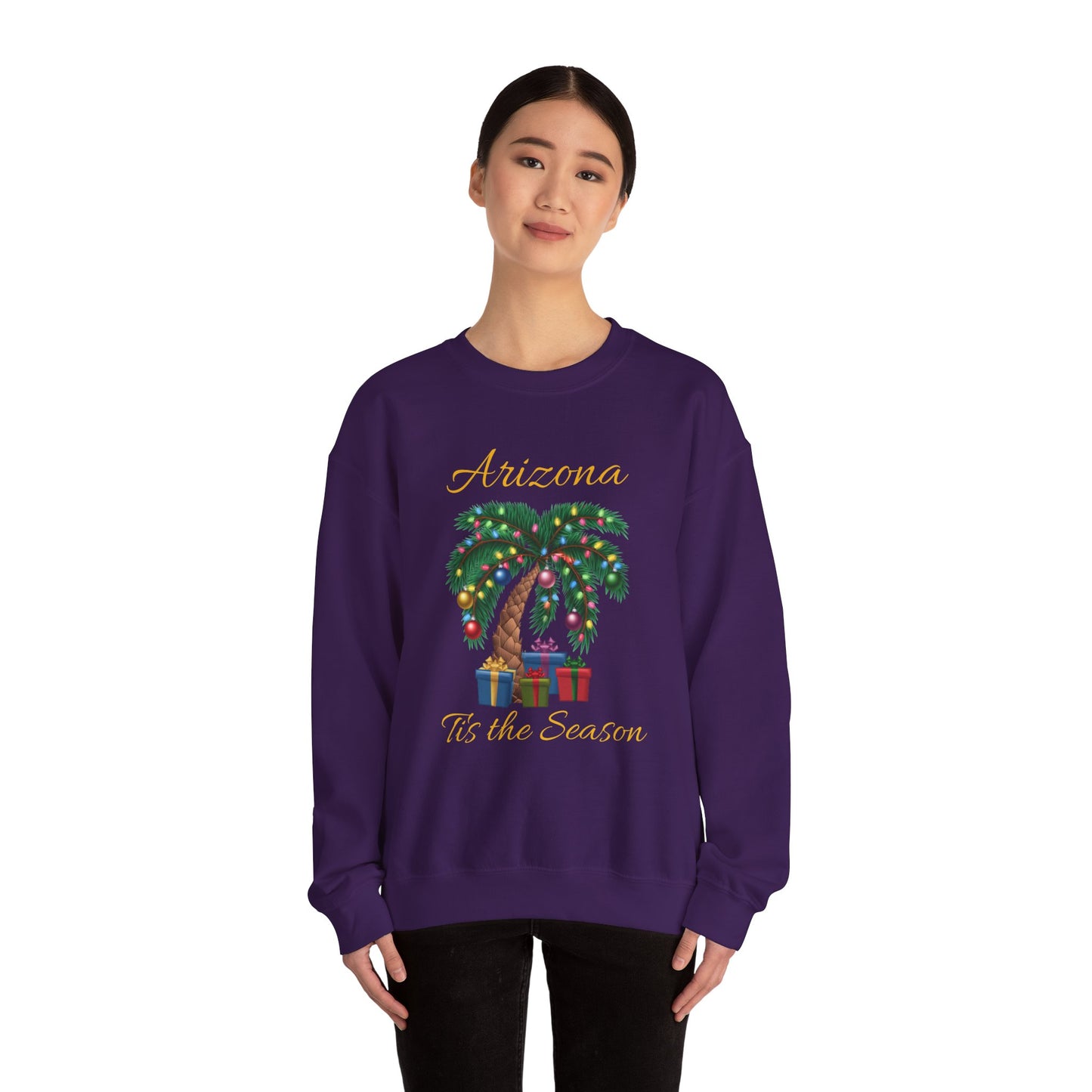 Arizona Christmas Palm Sweatshirt — "Tis the Season" with Presents