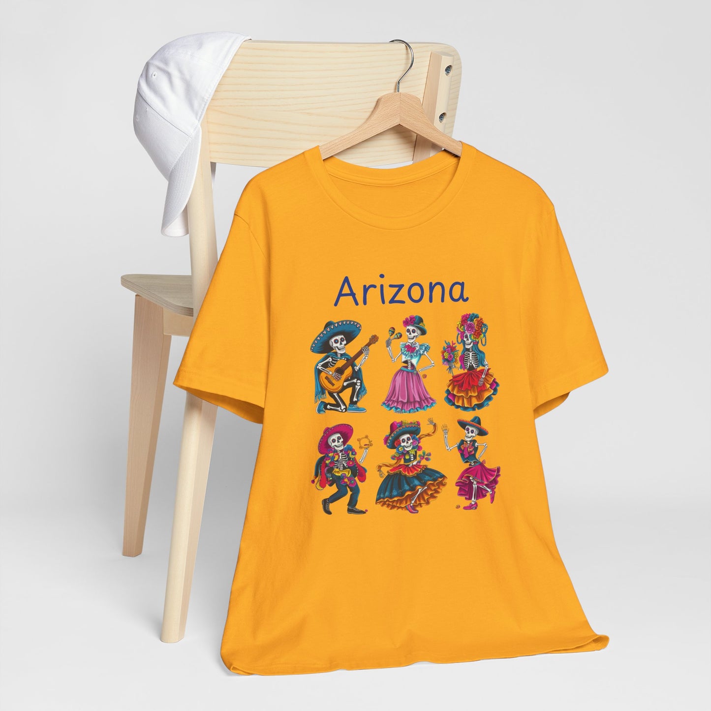 Day of the Dead Inspired Tee, Arizona Theme T-Shirt, Unisex Graphic Tee, Halloween Style Top, Mexican  Festival Wear