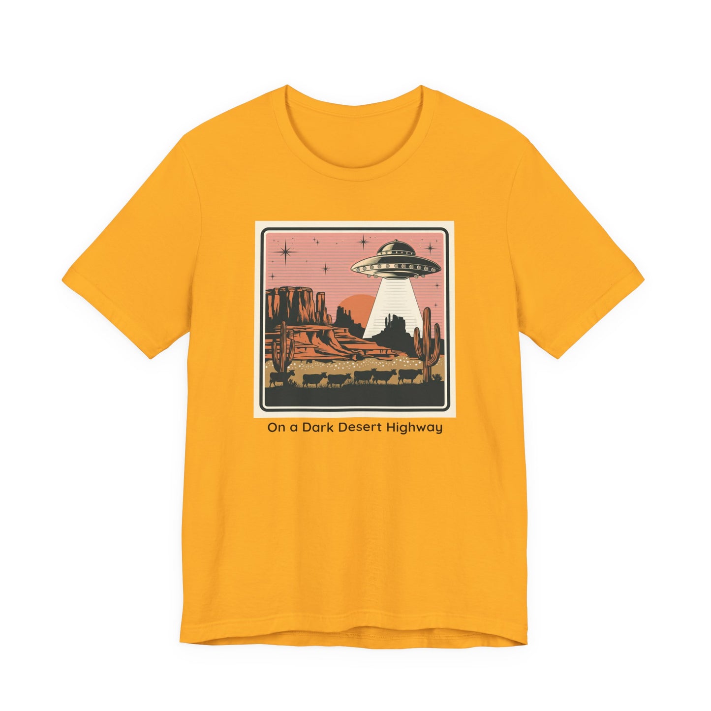 Retro UFO Desert Tee - Unisex Jersey Short Sleeve T-Shirt, Vintage Style Graphic Tee, Gift for Space Lovers, Summer Casual Wear, Music [...]