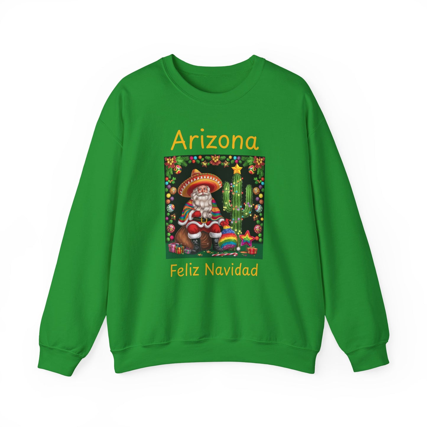Arizona Feliz Navidad Sweatshirt — Southwestern Santa Holiday Crewneck,Unisex