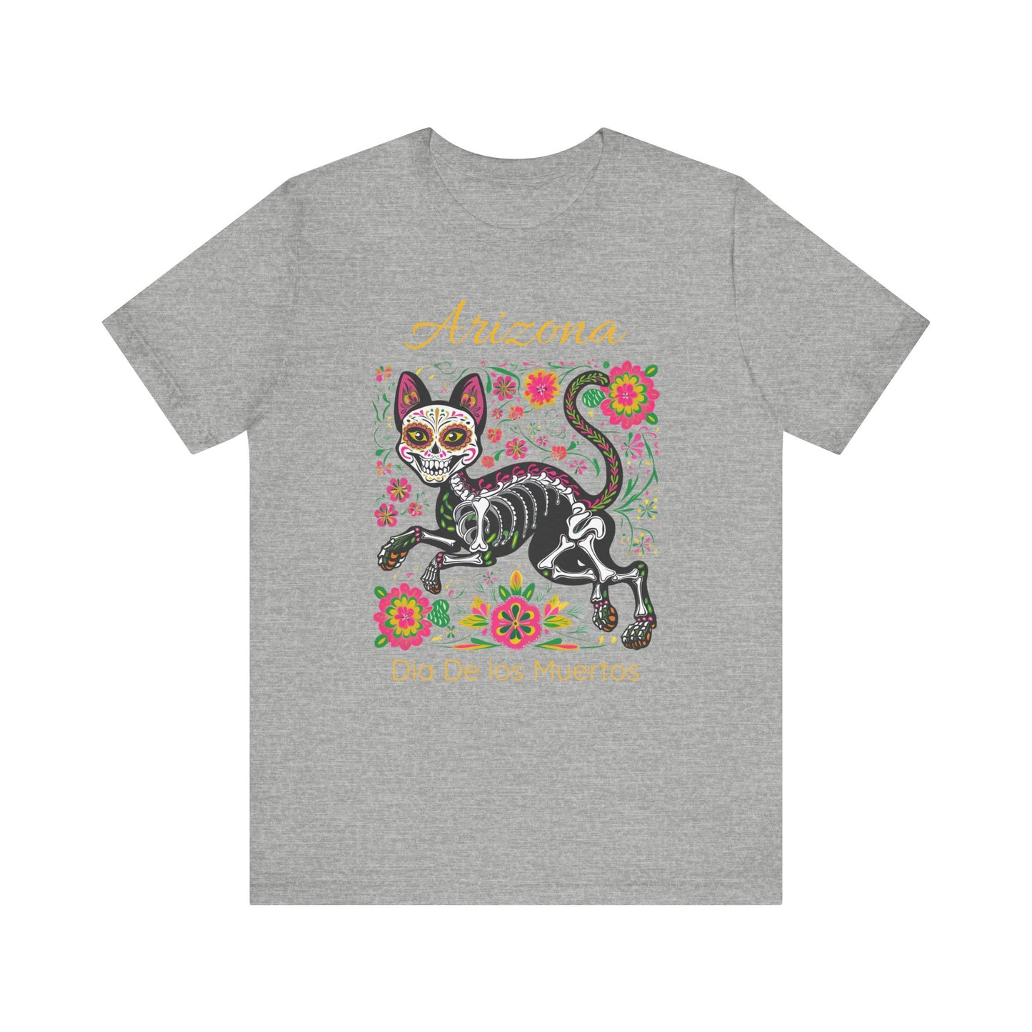Día de los Muertos Cat Tee: Unisex Jersey Short Sleeve Tee, Halloween Shirt, Arizona Apparel, Festival T-Shirt, Cultural Celebration Top