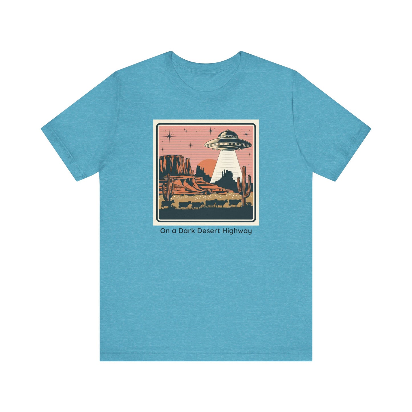 Retro UFO Desert Tee - Unisex Jersey Short Sleeve T-Shirt, Vintage Style Graphic Tee, Gift for Space Lovers, Summer Casual Wear, Music [...]