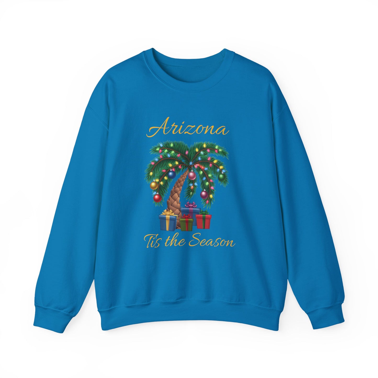 Arizona Christmas Palm Sweatshirt — "Tis the Season" with Presents