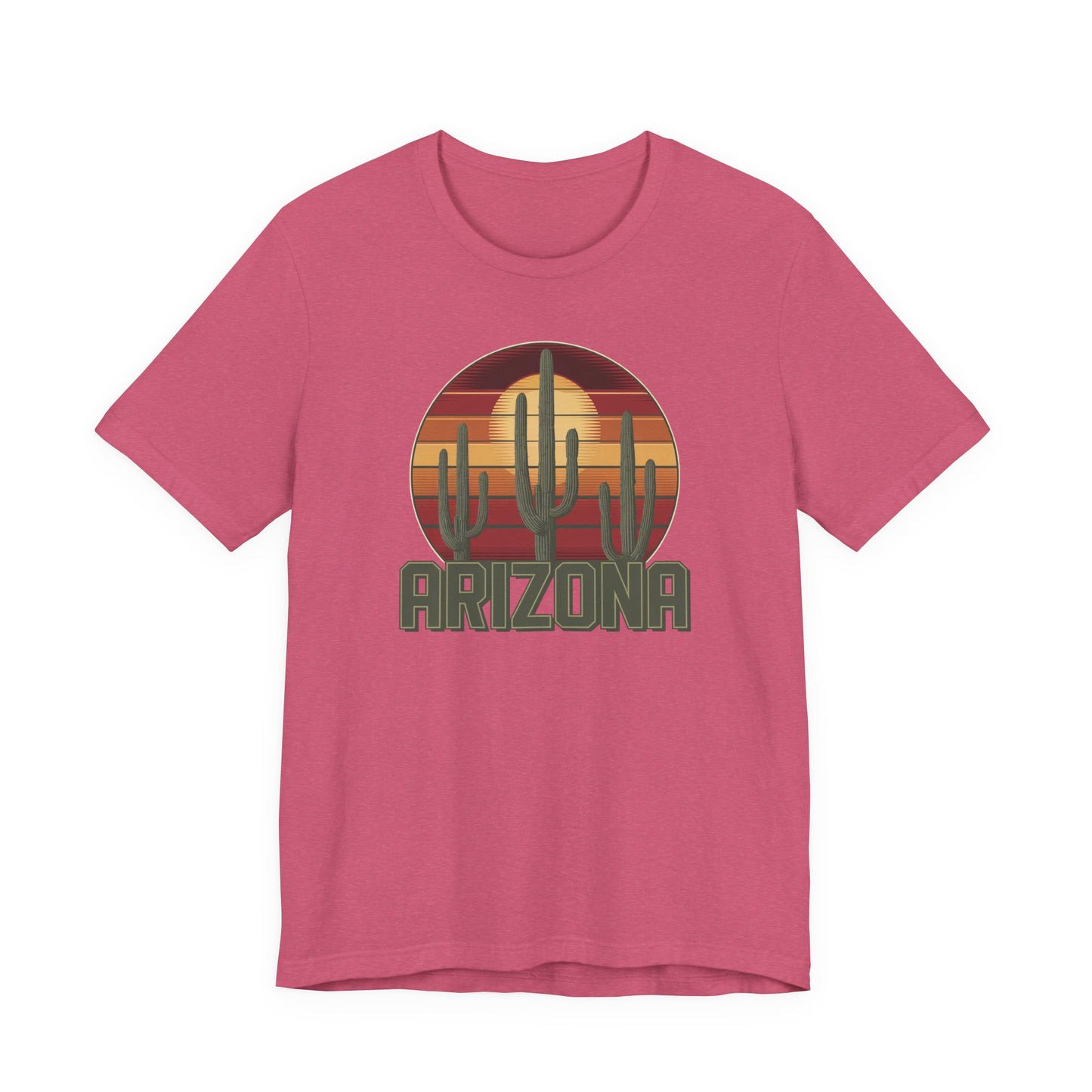 Arizona Desert Three Saguaro Cactus at Sunset Graphic Tee for Nature Lovers, Boho Summer Shirt, Gift for Adventurers, Vacation Wear, Casual Outfit