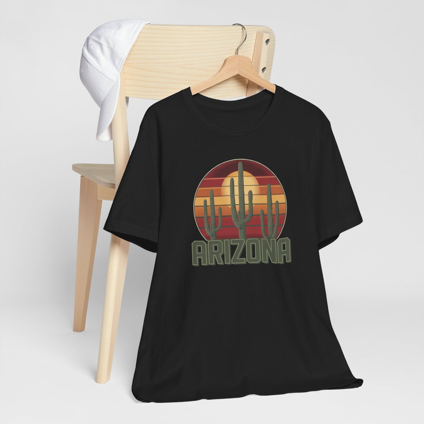 Arizona Desert Three Saguaro Cactus at Sunset Graphic Tee for Nature Lovers, Boho Summer Shirt, Gift for Adventurers, Vacation Wear, Casual Outfit