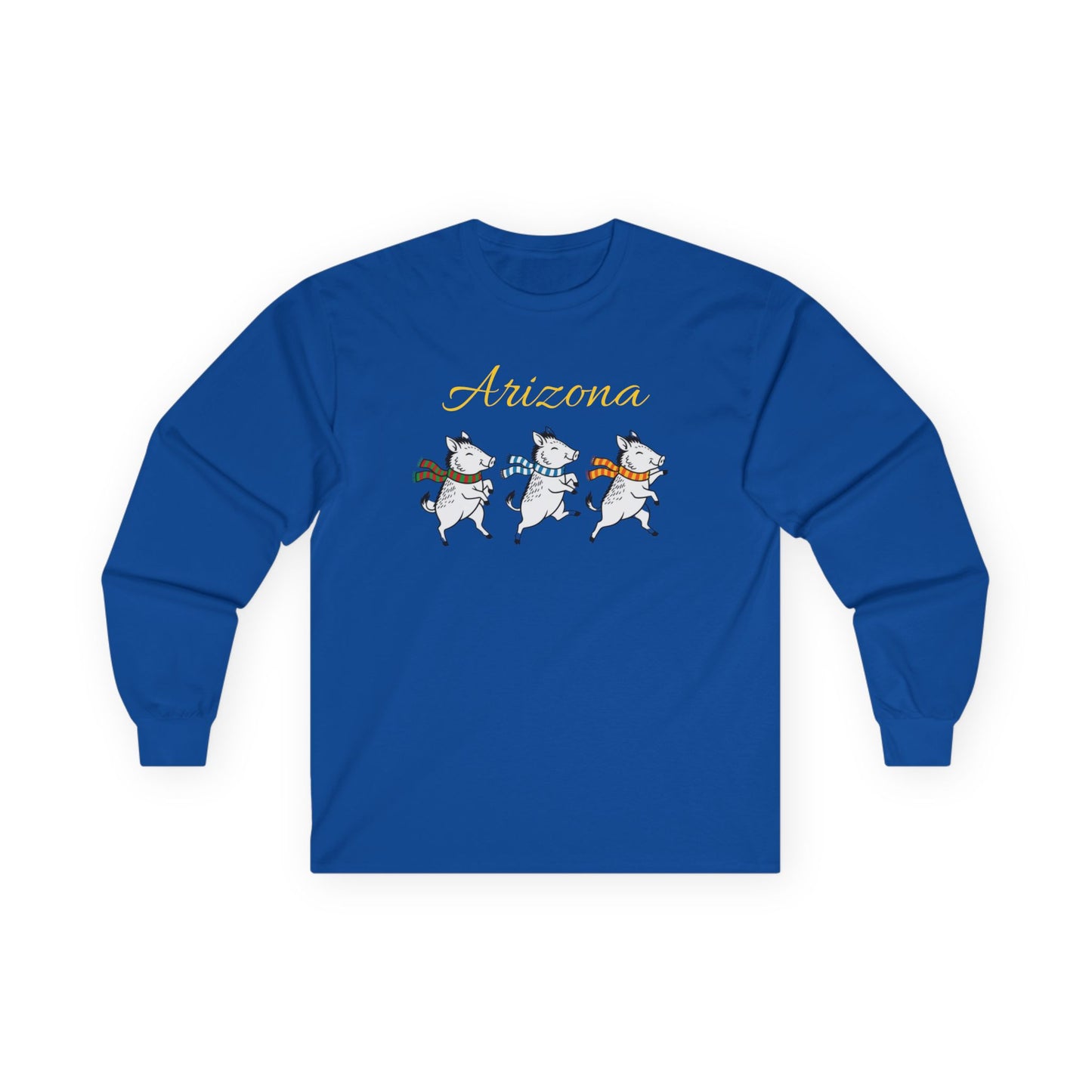 Arizona Dancing Javelinas in winter Long Sleeve Tee — Cute Sonoran desert Graphic Shirt