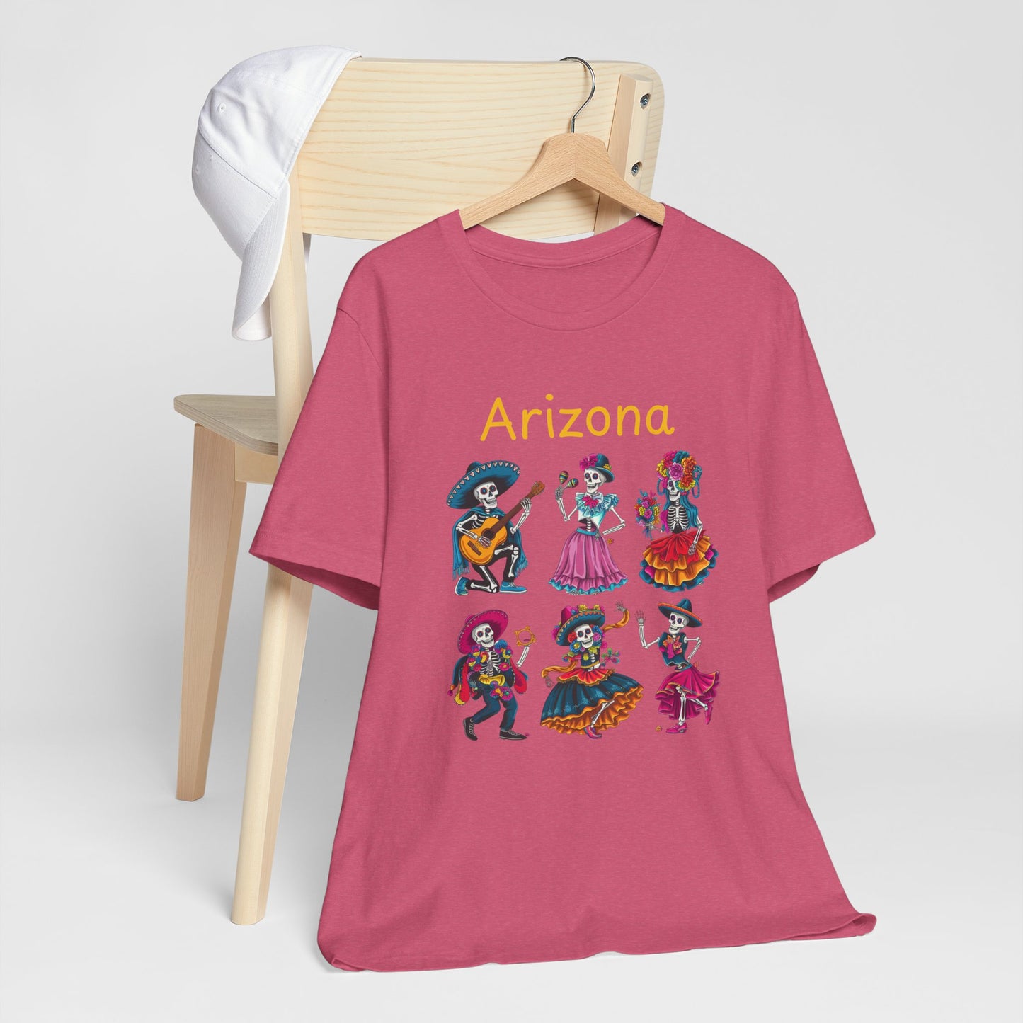 Day of the Dead Inspired Tee, Arizona Theme T-Shirt, Unisex Graphic Tee, Halloween Style Top, Mexican  Festival Wear