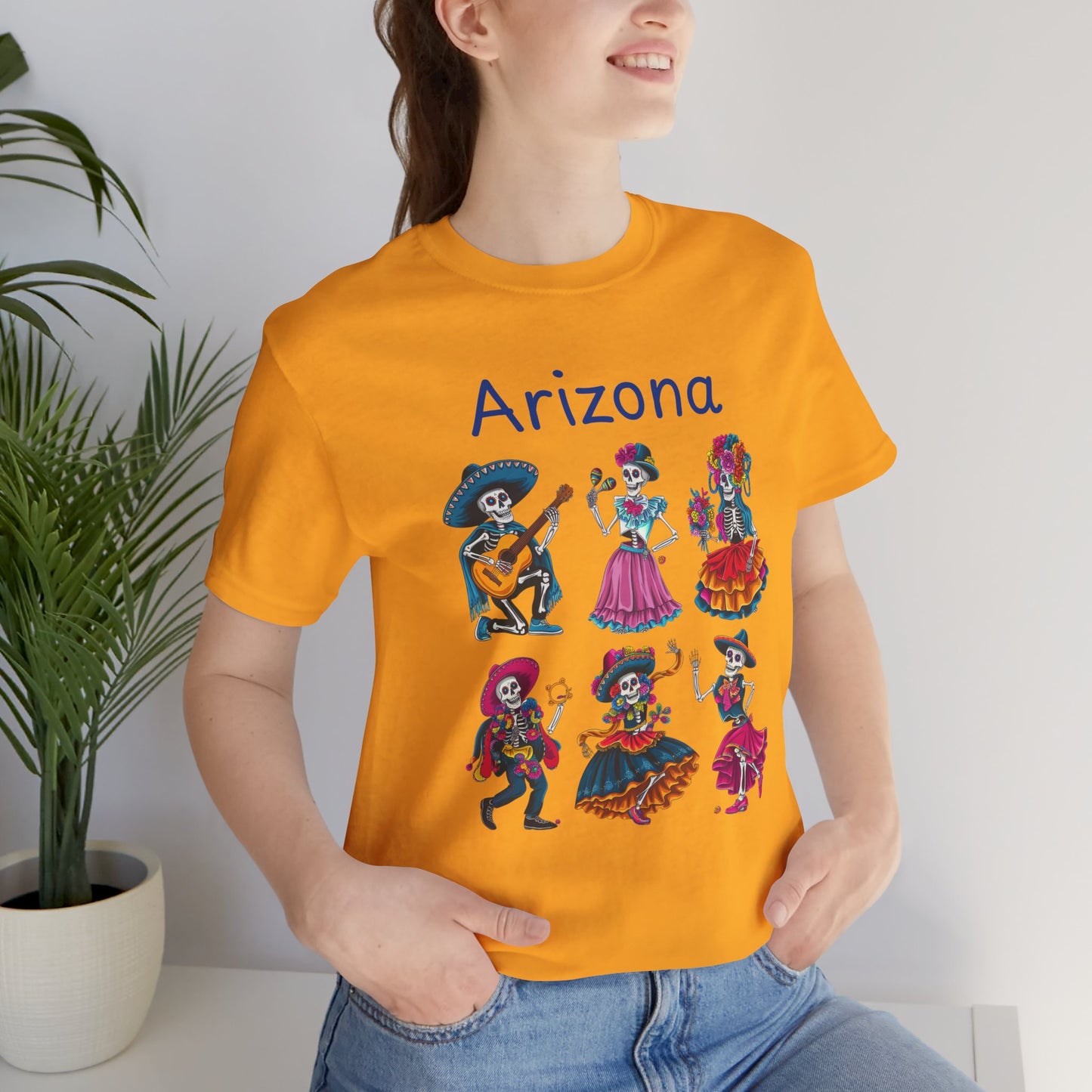 Day of the Dead Inspired Tee, Arizona Theme T-Shirt, Unisex Graphic Tee, Halloween Style Top, Mexican  Festival Wear
