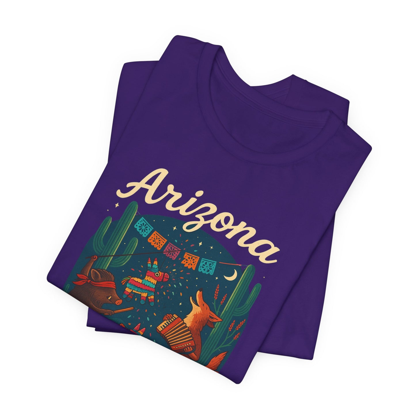 Desert Wildlife T-Shirt – Sonoran Desert Arizona coyote and javelina dancing at Pinata Party, Celebrate Good Times