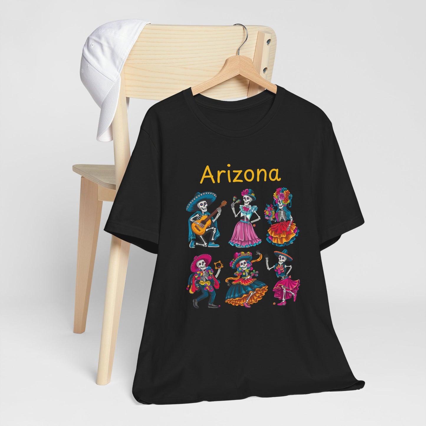 Day of the Dead Inspired Tee, Arizona Theme T-Shirt, Unisex Graphic Tee, Halloween Style Top, Mexican  Festival Wear