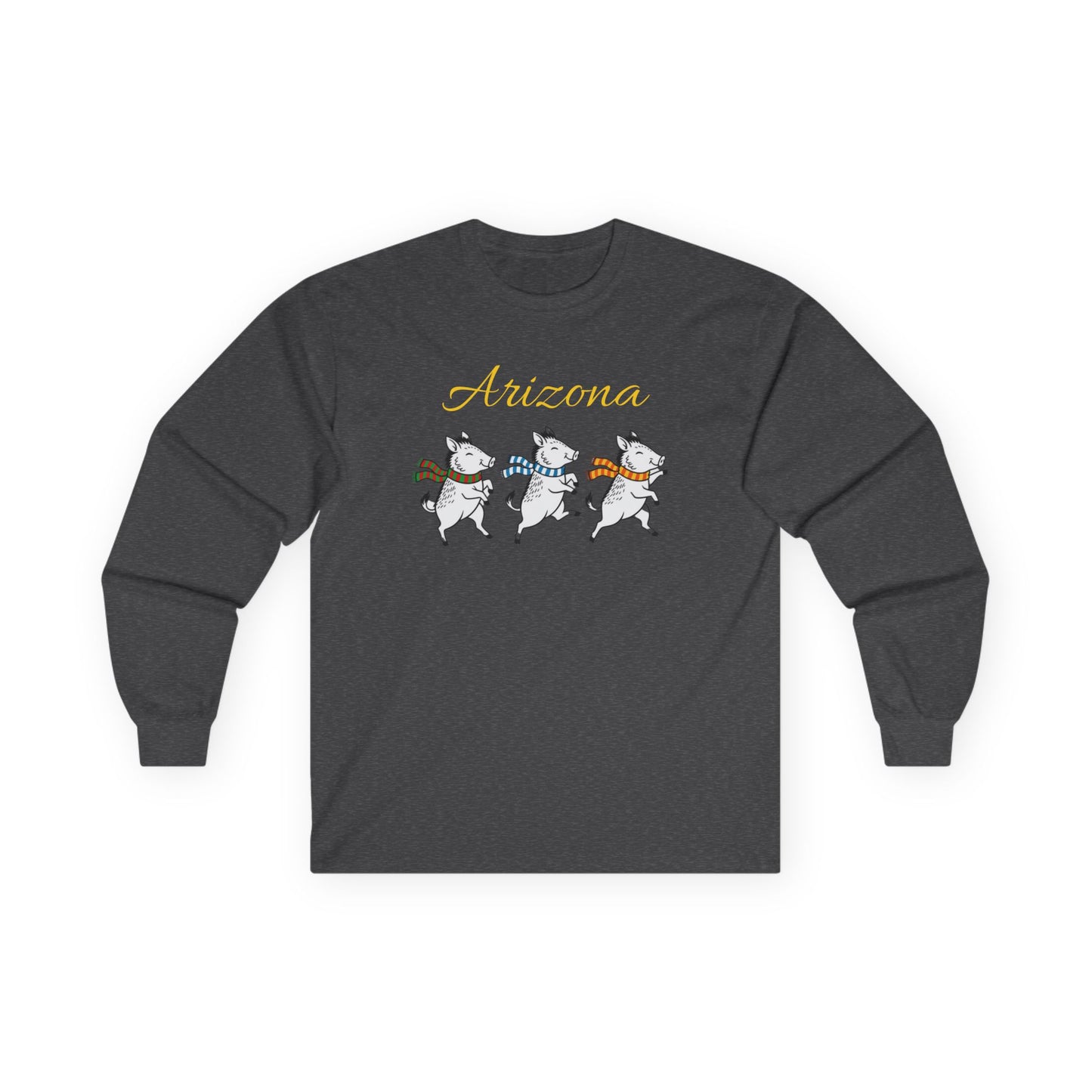 Arizona Dancing Javelinas in winter Long Sleeve Tee — Cute Sonoran desert Graphic Shirt