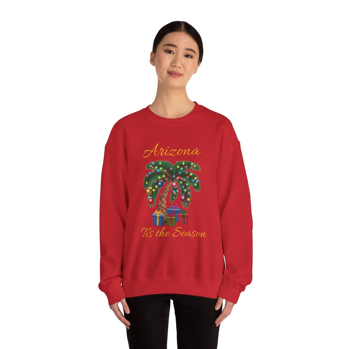 Arizona Christmas Palm Sweatshirt — "Tis the Season" with Presents