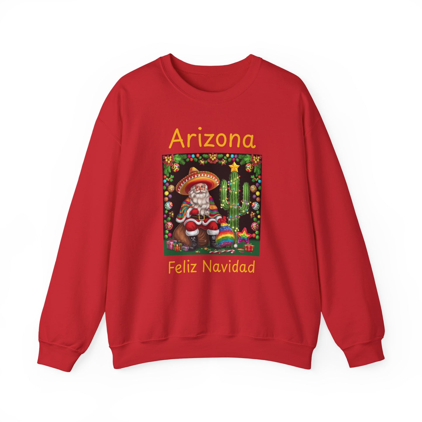 Arizona Feliz Navidad Sweatshirt — Southwestern Santa Holiday Crewneck,Unisex