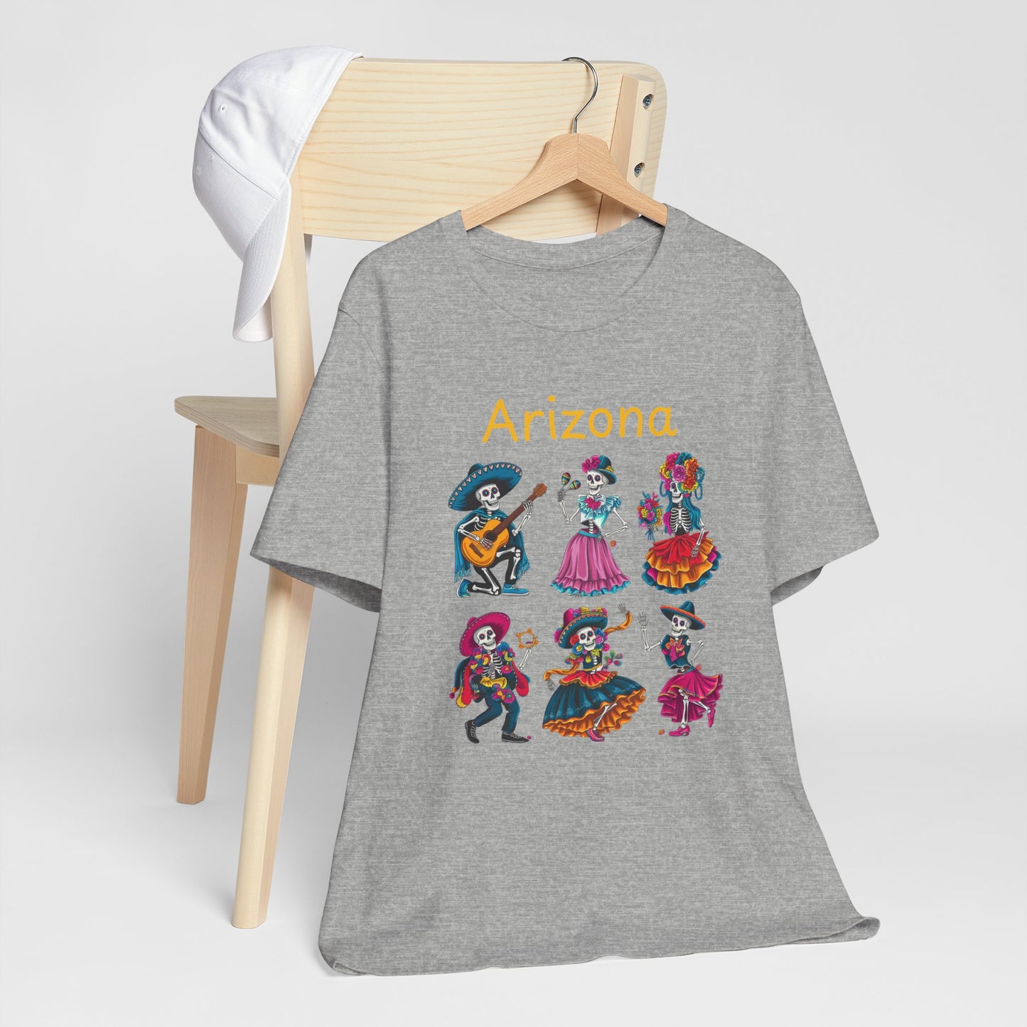 Day of the Dead Inspired Tee, Arizona Theme T-Shirt, Unisex Graphic Tee, Halloween Style Top, Mexican  Festival Wear