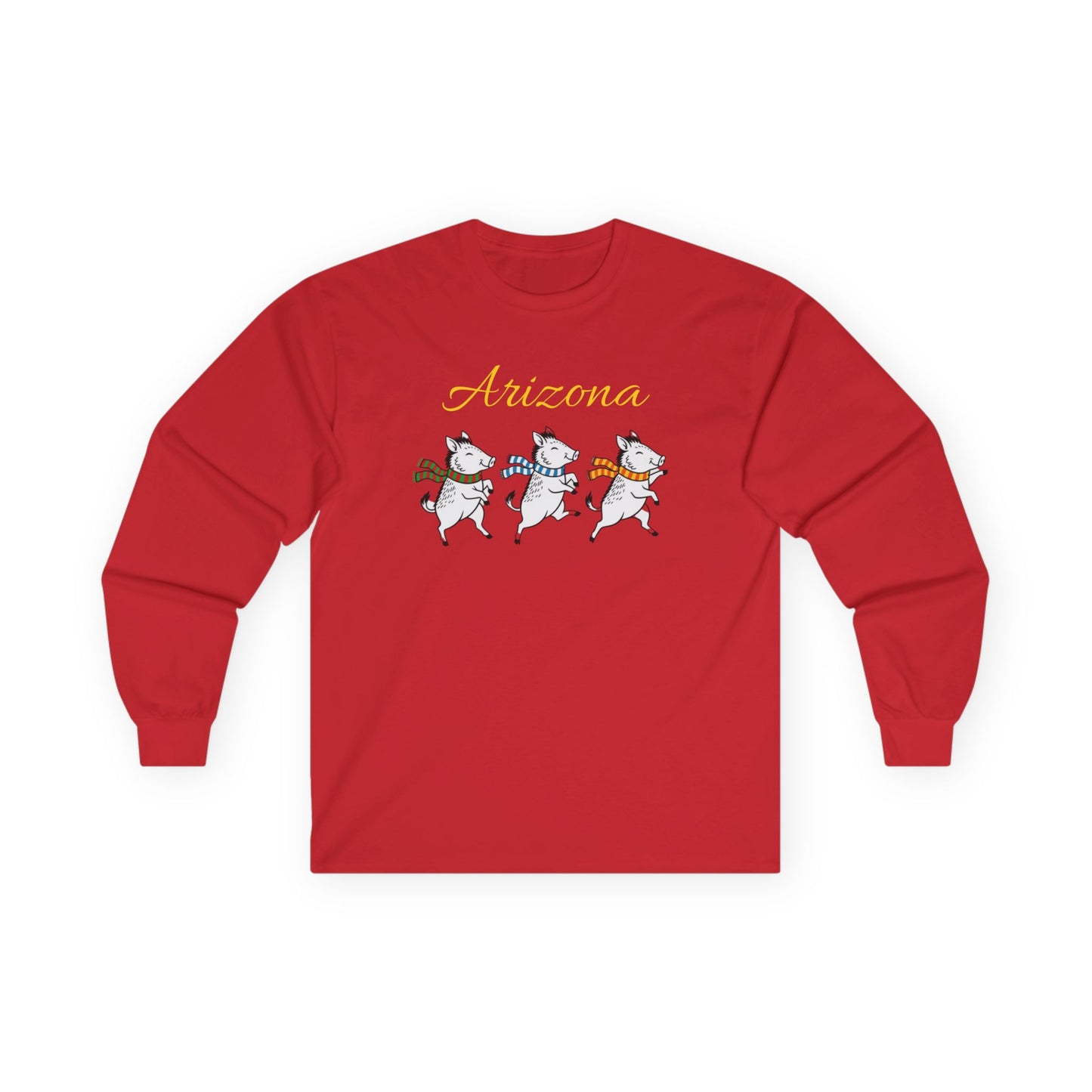 Arizona Dancing Javelinas in winter Long Sleeve Tee — Cute Sonoran desert Graphic Shirt