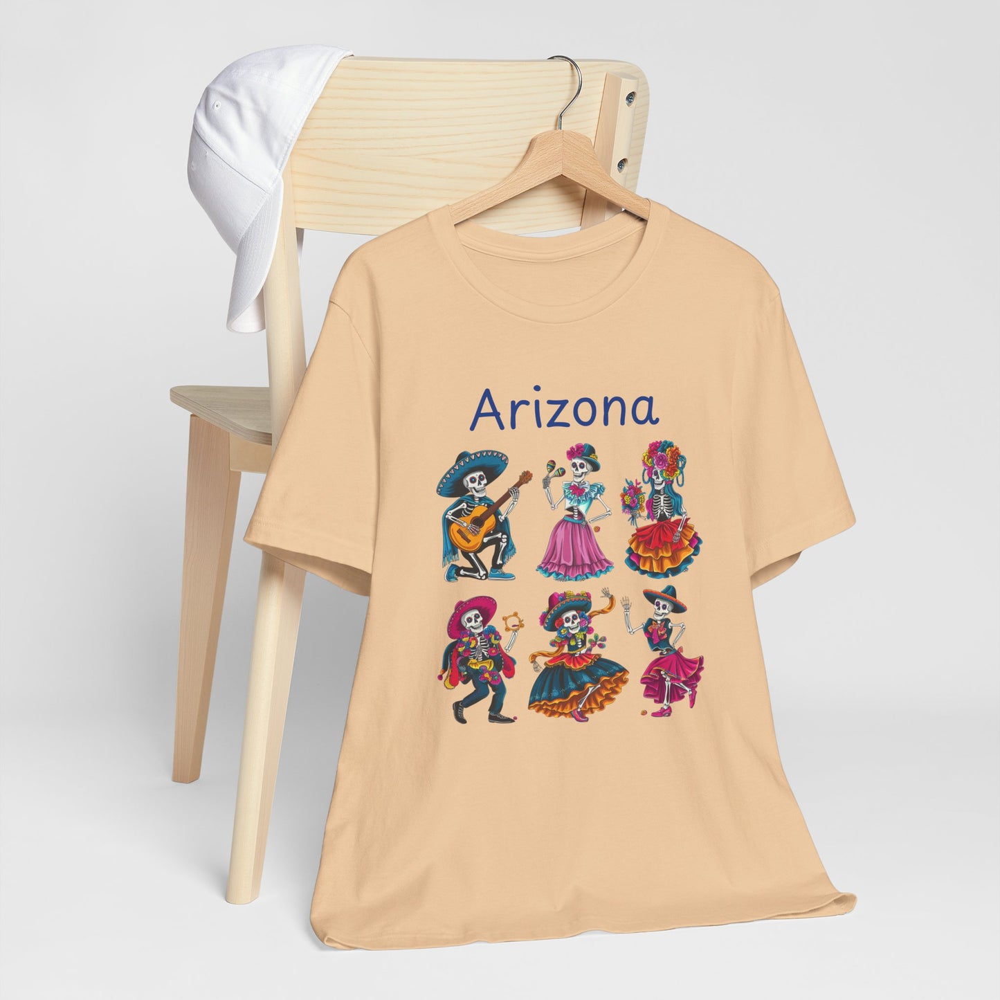 Day of the Dead Inspired Tee, Arizona Theme T-Shirt, Unisex Graphic Tee, Halloween Style Top, Mexican  Festival Wear