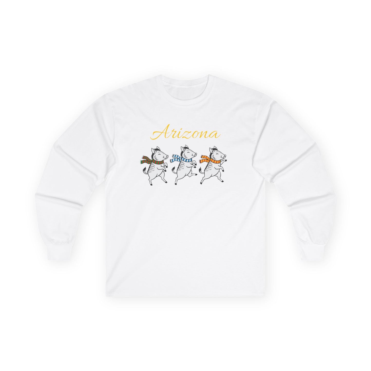 Arizona Dancing Javelinas in winter Long Sleeve Tee — Cute Sonoran desert Graphic Shirt