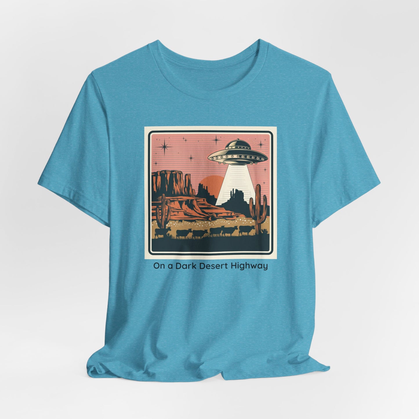 Retro UFO Desert Tee - Unisex Jersey Short Sleeve T-Shirt, Vintage Style Graphic Tee, Gift for Space Lovers, Summer Casual Wear, Music [...]