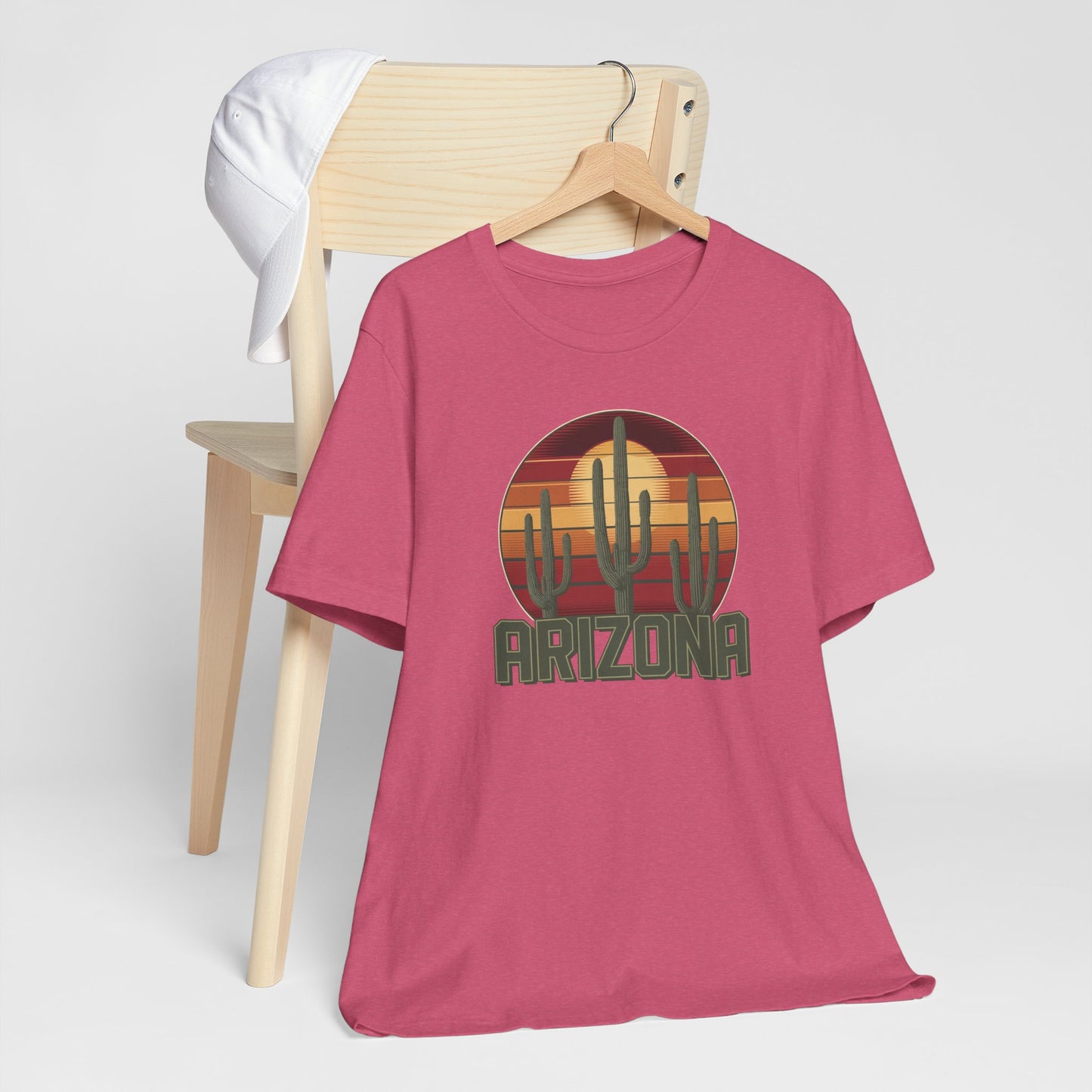 Arizona Desert Three Saguaro Cactus at Sunset Graphic Tee for Nature Lovers, Boho Summer Shirt, Gift for Adventurers, Vacation Wear, Casual Outfit