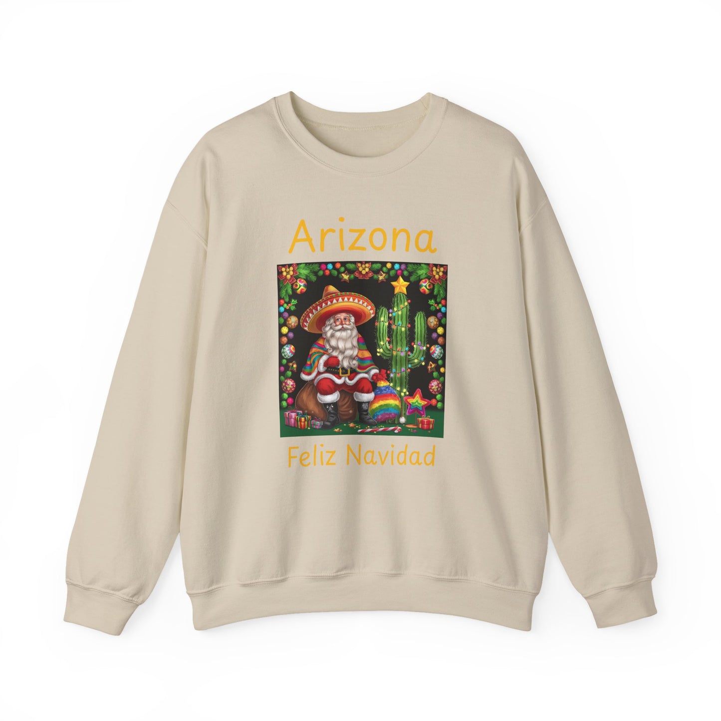 Arizona Feliz Navidad Sweatshirt — Southwestern Santa Holiday Crewneck,Unisex