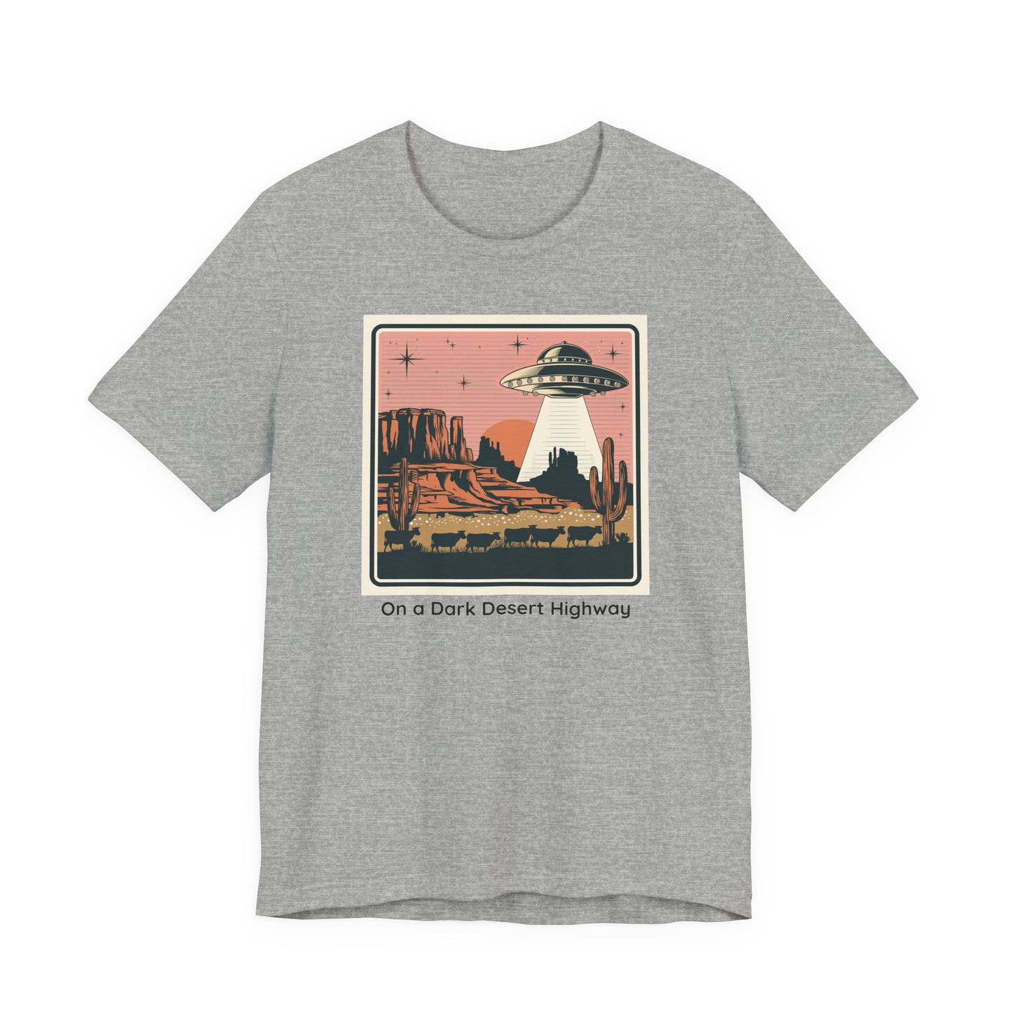 Retro UFO Desert Tee - Unisex Jersey Short Sleeve T-Shirt, Vintage Style Graphic Tee, Gift for Space Lovers, Summer Casual Wear, Music [...]