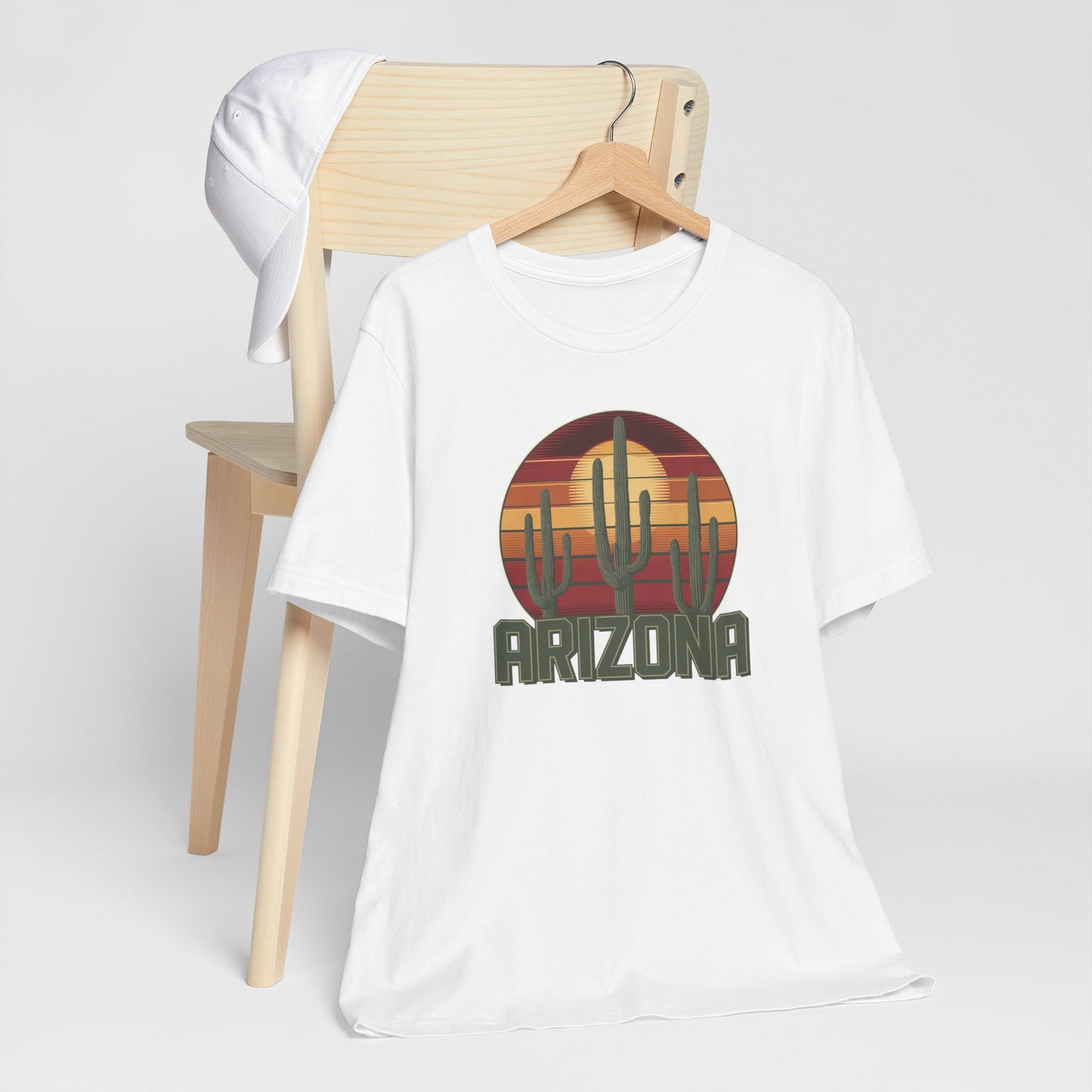 Arizona Desert Three Saguaro Cactus at Sunset Graphic Tee for Nature Lovers, Boho Summer Shirt, Gift for Adventurers, Vacation Wear, Casual Outfit